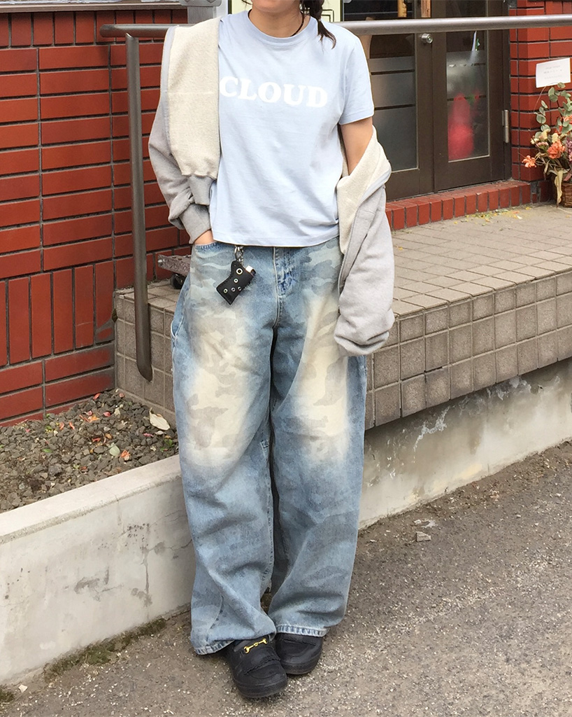 (ユニセックス)ヴィンテージカモデニムパンツ