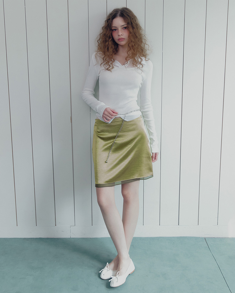 Sherbet Satin Contrast Midi Skirt