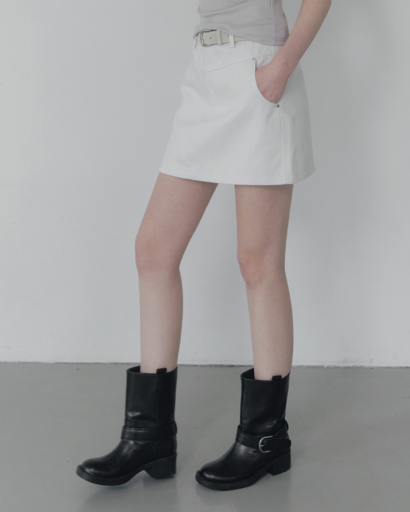 Jeden rivet panel cotton mini skirt (belt set)