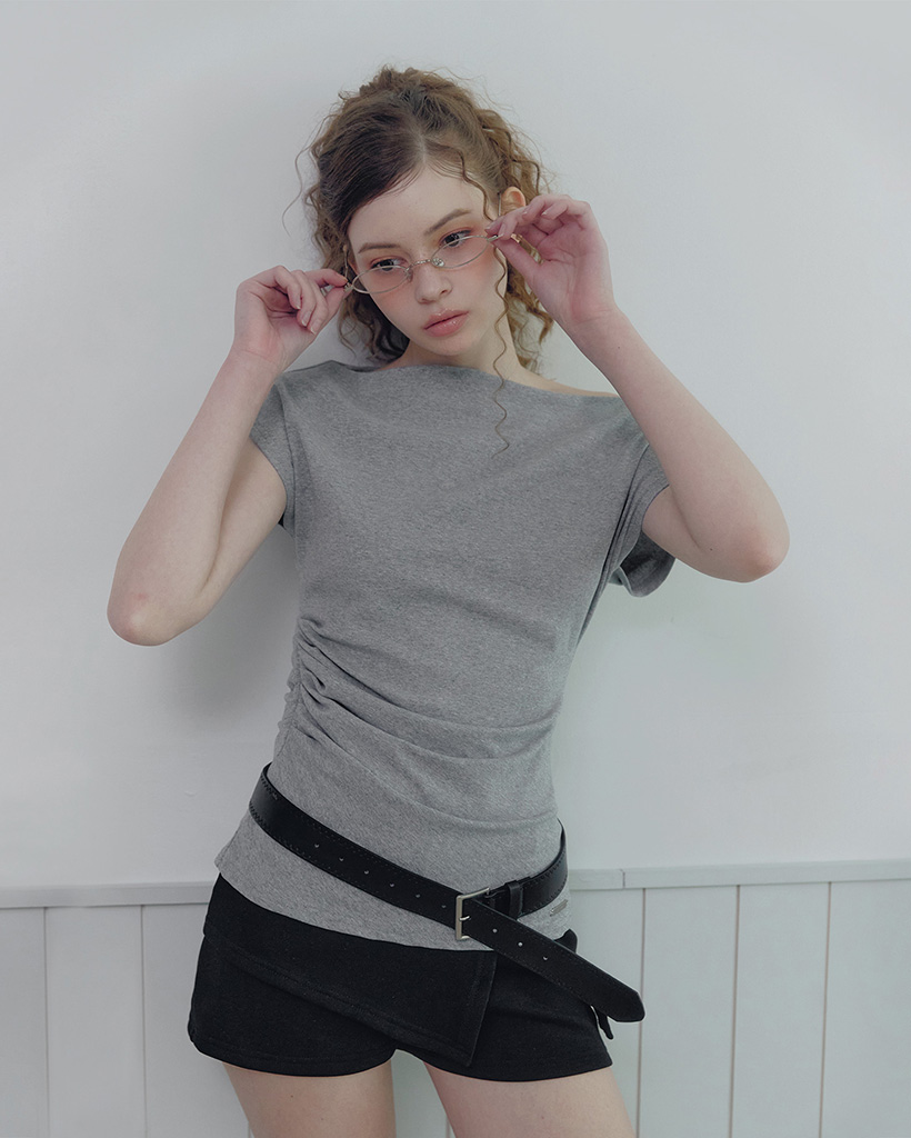 Mua One-Shoulder Shirred Asym T-Shirt (Belt Set)