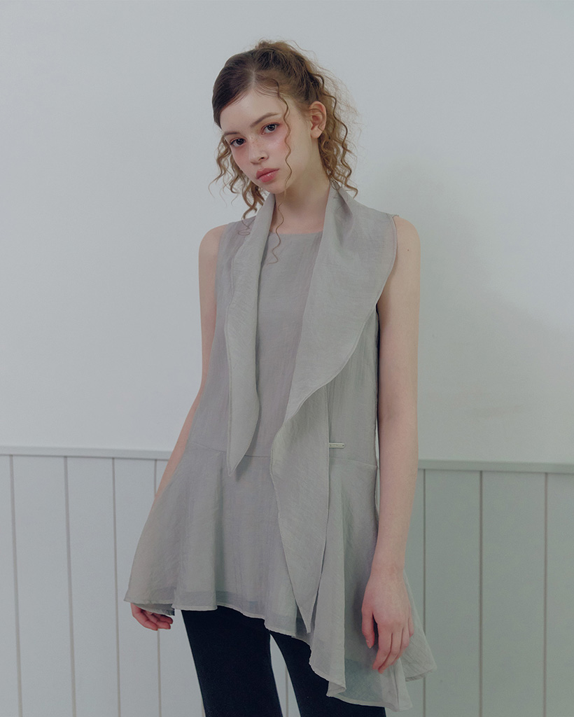 Tiat unbalance frill mini dress (muffler set)