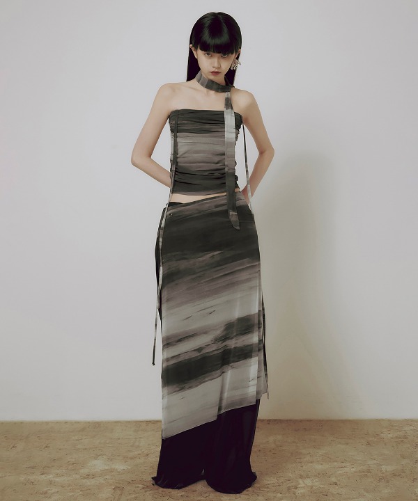 Sheer Jovian Wrap Skirt (FL-240_Brown) | ファッション通販