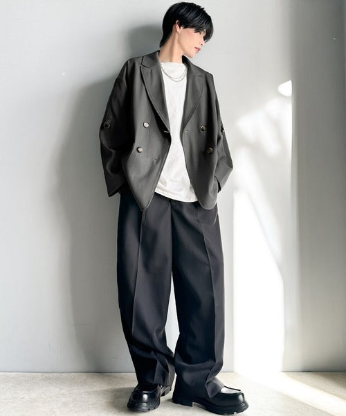 メンズの必需品。オーバーサイズ袖ロールアップドレープダブル