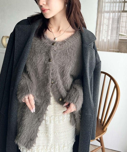 表情豊かな上品ニット。2wayフェザーニットカーデ ce1020121