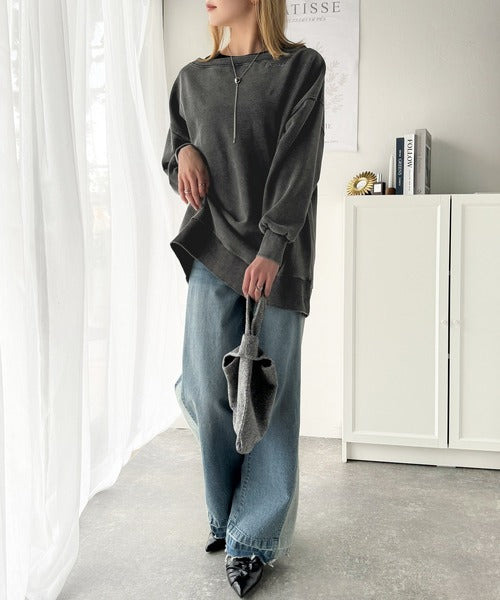 大人可愛いゆるスタイル。前後2WAYヴィンテージ加工スウェット