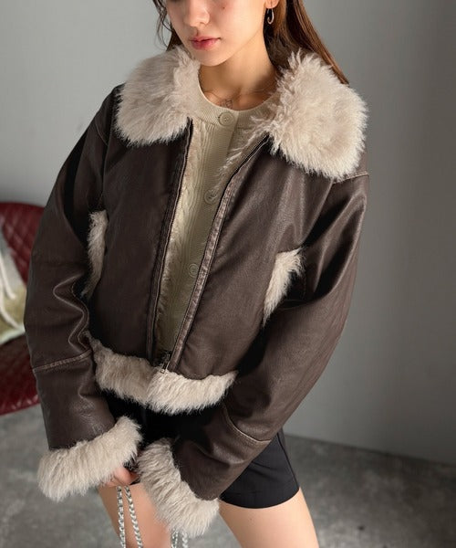 mily bilet】季節を纏う。ファー使いヴィンテージライク ダメージ