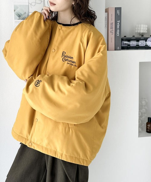 JAVAジャバ 別注》ロゴ刺繍中綿ノーカラーブルゾン jv1070056 JAVAジャバ 別注》ロゴ刺繍中綿ノーカラーブルゾン jv1070056