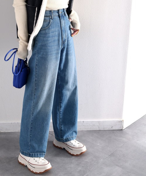 美シルエット。ハイウエストルーズデニムパンツ ce0900001