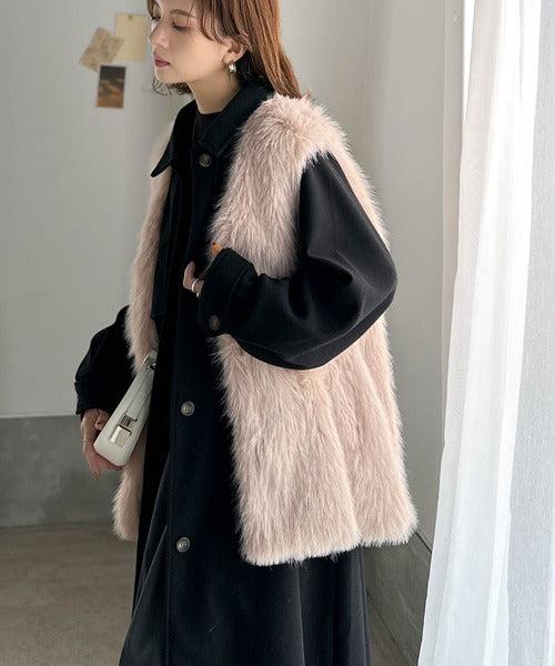 高級感をレイヤード。ふわふわミックスシャギーファーベスト ce1010457