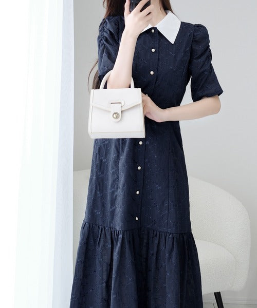 mily bilet】おしゃれと高級感の絶妙なバランス。花刺繍ガーゼ