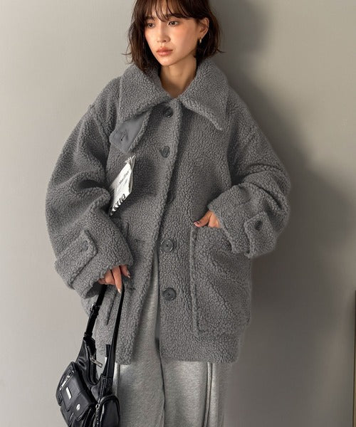 ミシェルマカロン　フーディーボアショートブルゾン　XS ミシェルマカロン フーディーボアショートブルゾン XS ミシェル