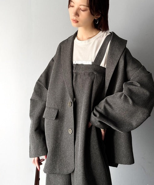 羽織るだけでキマる。袖タックヘリンボーンオーバーサイズジャケット