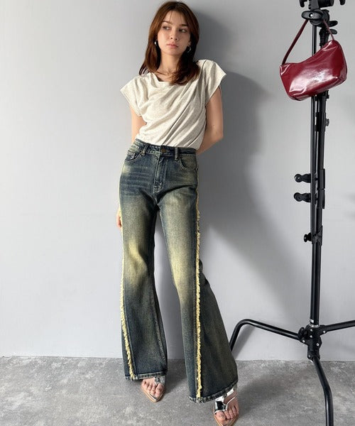 mily bilet】とにかく美脚！サイドフリンジ使いヴィンテージ風