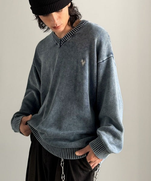 Classical Origin】「自分ウケ最強。」綿100％刺繍入りピグメント加工V