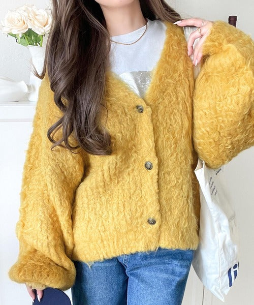 ふんわりボリュームで華やかに◎ロイヤル起毛Vネックカーディガン