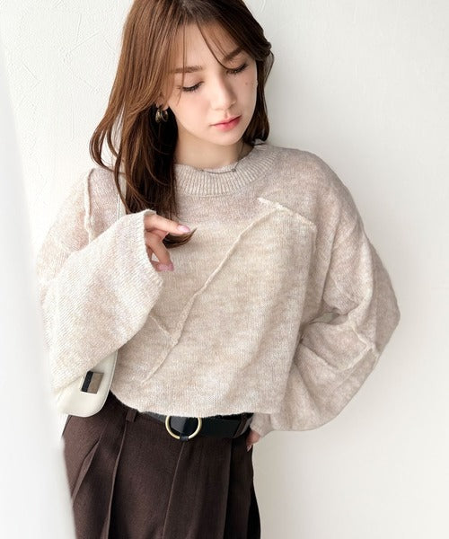 アルベロベロ♥️ふたさん動物モチーフ付きベージュ麻透かし編み半袖トップス アルベロベロ♥️ふたさん動物モチーフ付きベージュ麻透かし編み