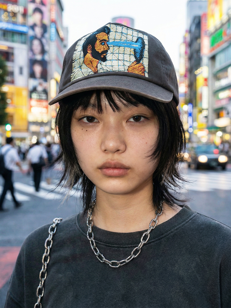 CONECTX x viesti Embroidery Effect Screen Print Cap_Chacoal