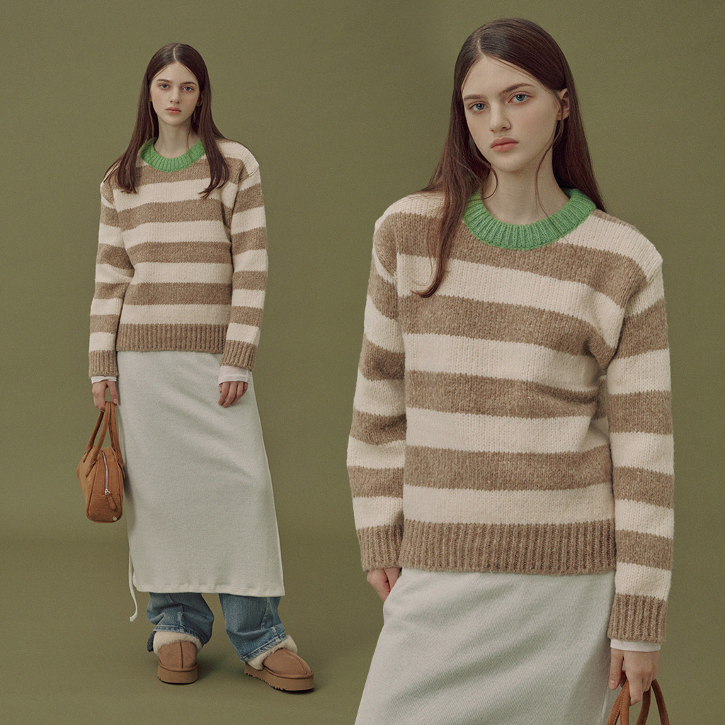 Jude One-Shoulder Stripe Knit (with Tie Set) | ファッション