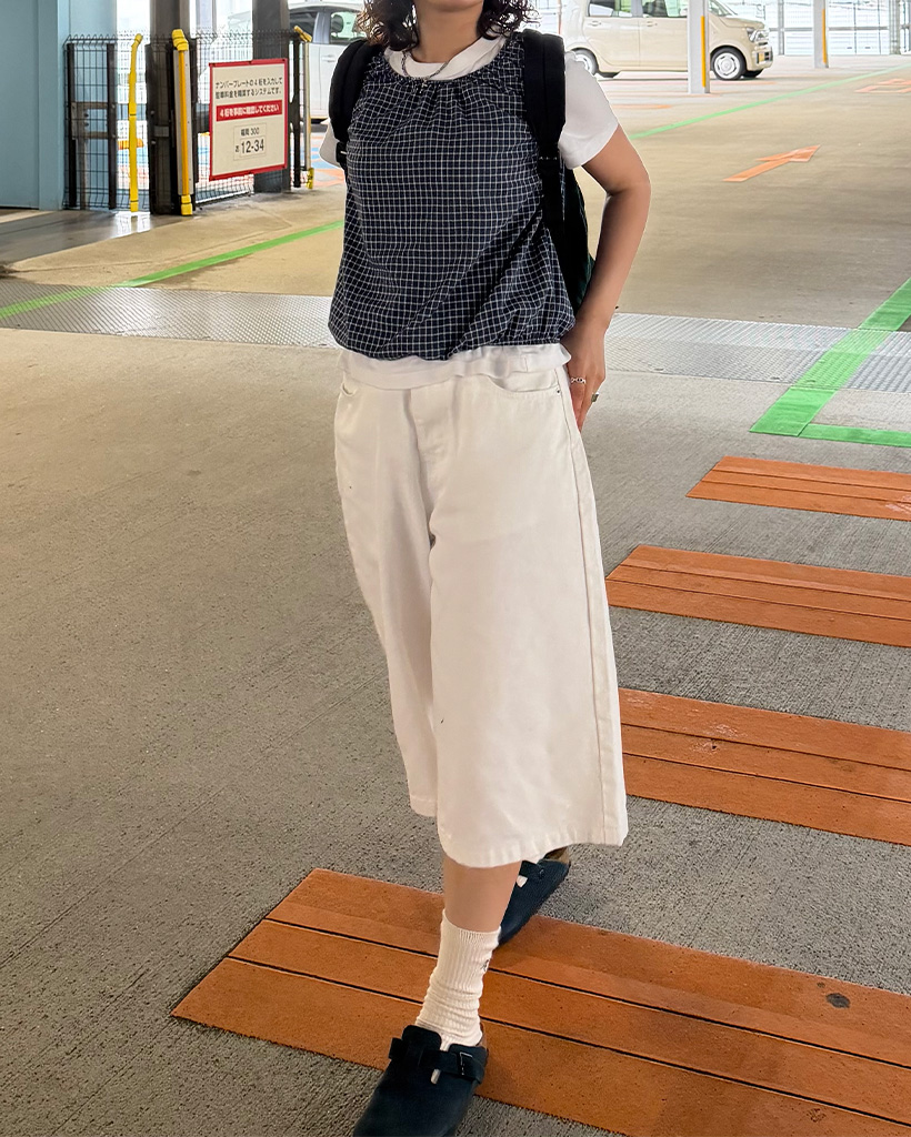 ワイドコットンバミューダパンツ