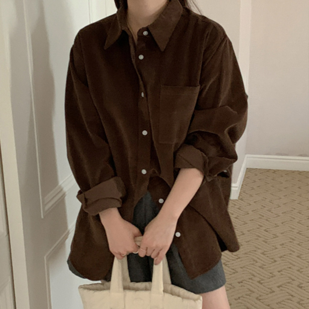 ブラウン コーデュロイ オーバーサイズ シャツ ブラウン コーデュロイ オーバーサイズシャツ コーデュロイ オーバー