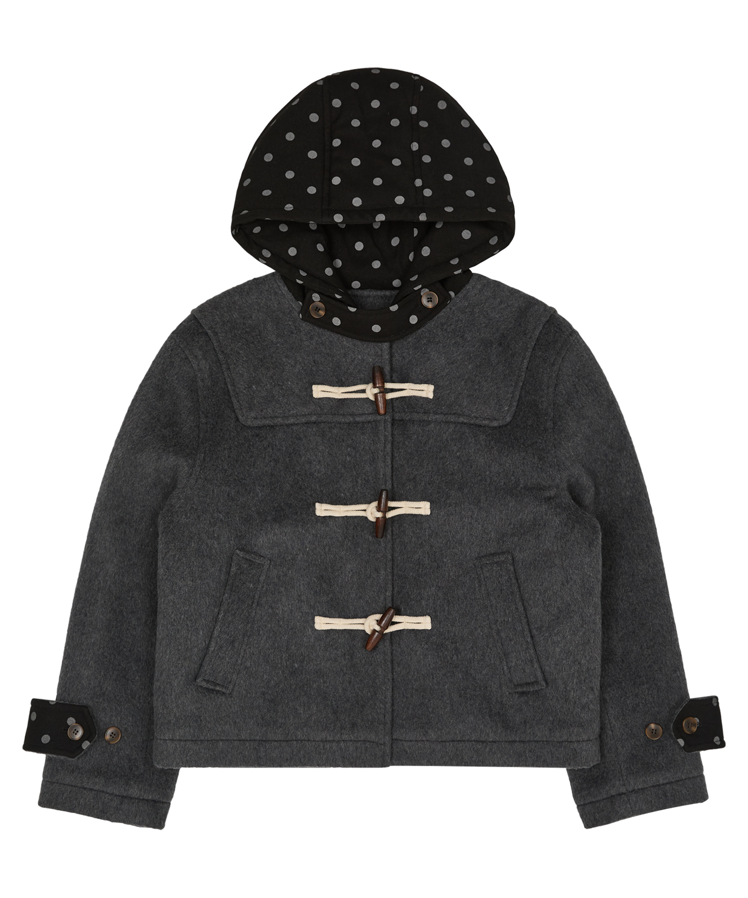 Dot Duffle Crop Coat CHARCOAL