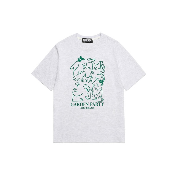 Garden party drawing T-Shirt - WHITE MELANGE
