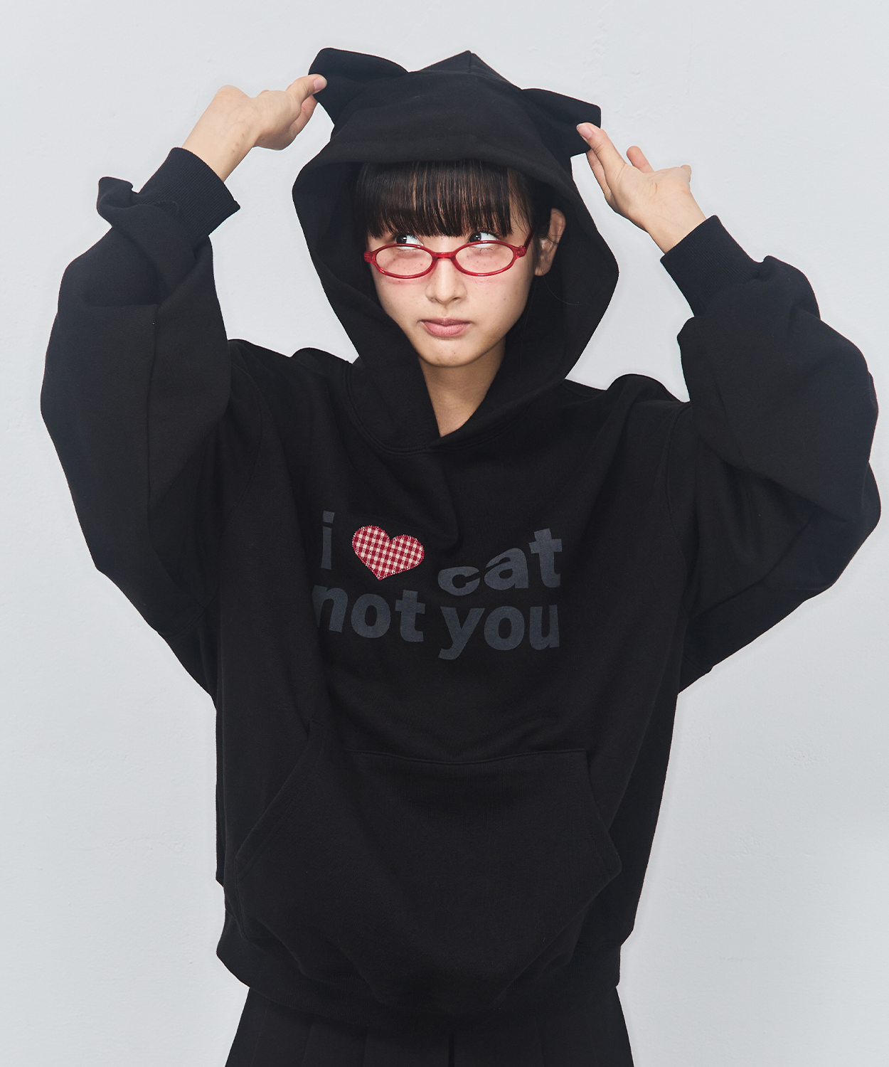 K-POPアイドル着用] I LOVE CAT NOT YOU CAT EAR HOODIE