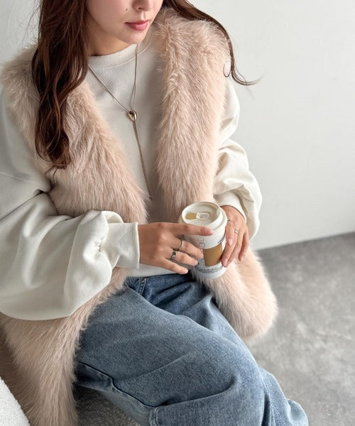 高級感をレイヤード。ふわふわミックスシャギーファーベスト ce1010457