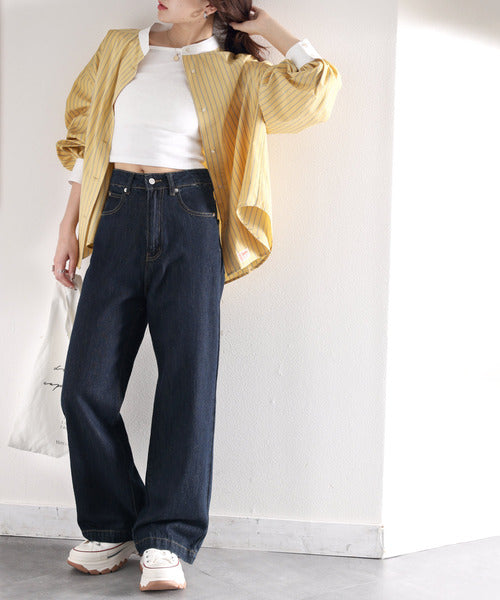 美シルエット。ハイウエストルーズデニムパンツ ce0900001