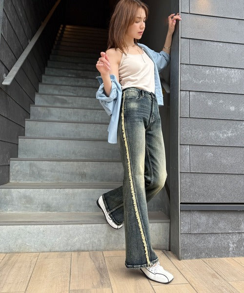 mily bilet】とにかく美脚！サイドフリンジ使いヴィンテージ風