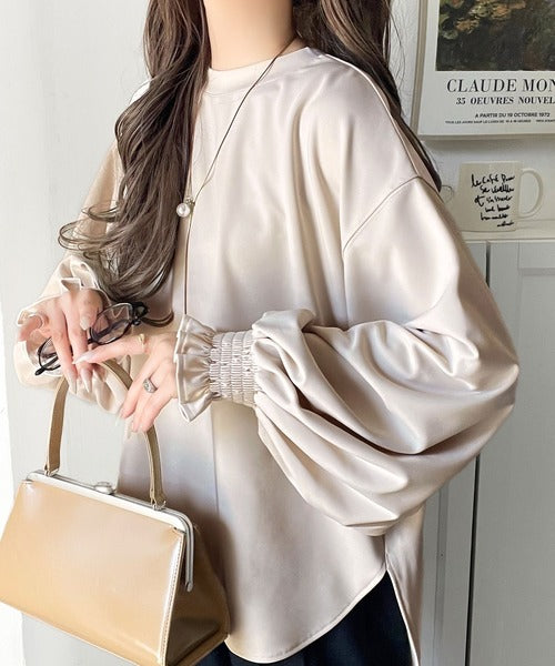 cadune  カットジョーゼットブラウス　ベージュ　38  新品 シーズンを彩るニュアンスカラー。キャンディスリーブカットジョー