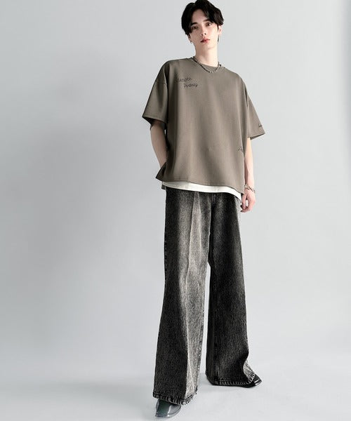 輝く個性。」ラインストーンロゴ使いドルマンオーバーサイズTシャツ