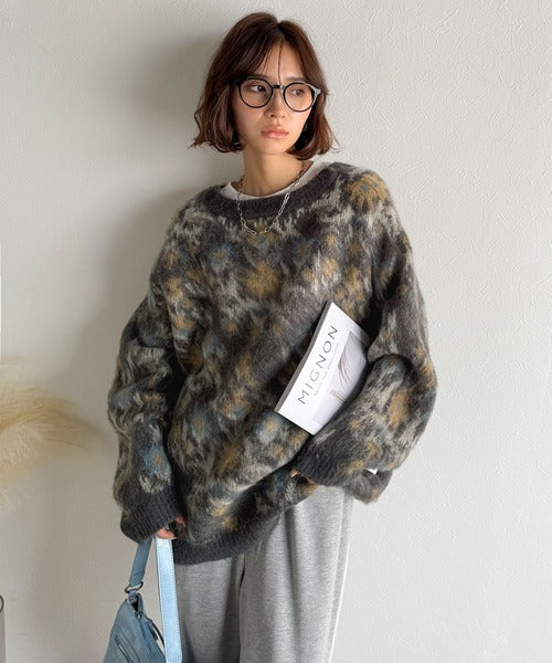 大人可愛いヴィンテージ調。モヘアタッチ前後2wayアンティークラグ