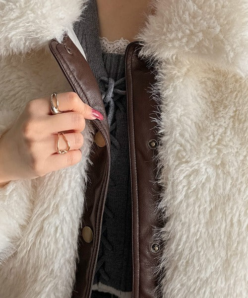 ファー様確認用 mily bilet】ゴージャスなファーが魅力的。フェイクレザー切り替え