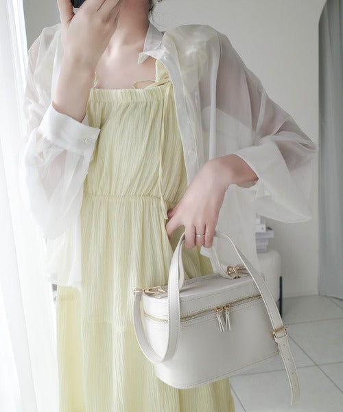 mily bilet】甘くて軽やか。フリルショルダーAラインティアード