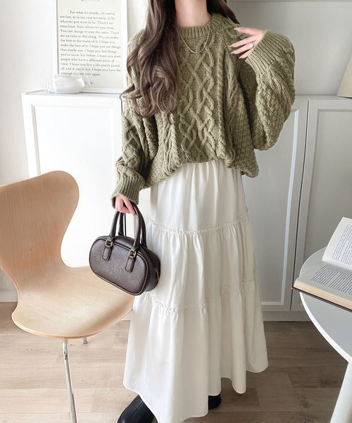 ざっくり感で一瞬でこなれ顔◎立体アラン柄ローゲージケーブルニット