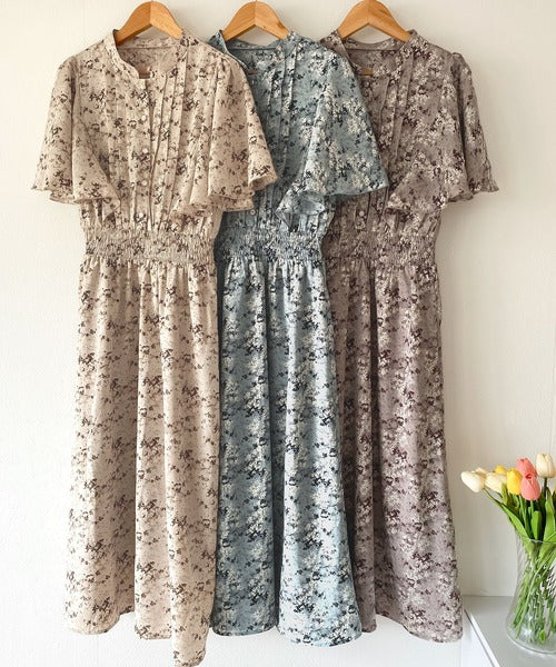 大人気❤️花柄ワンピースで練習も気分が上がる！ダンスパーティーや発表会でも活躍 mily bilet】大人ガーリー。花柄フレア袖ワンピース mi1139018