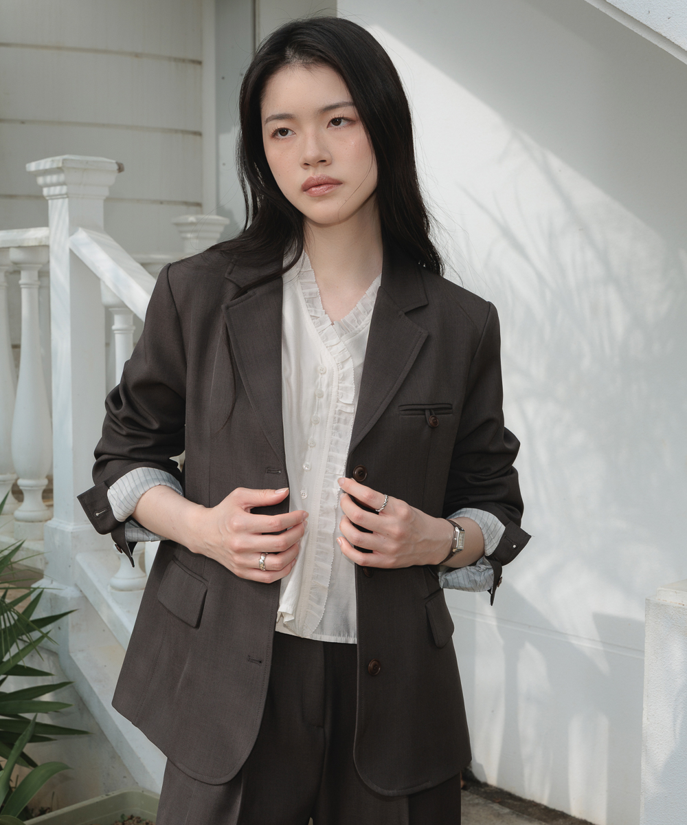 Hidden Stripe Single Jacket [Charcoal]