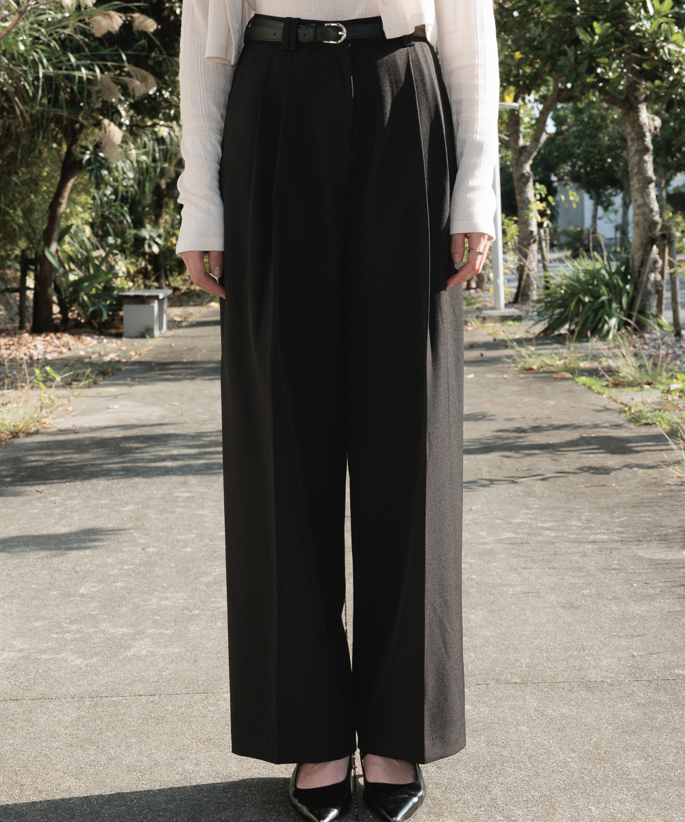 Classic Pintuck Wide Slacks [Black]