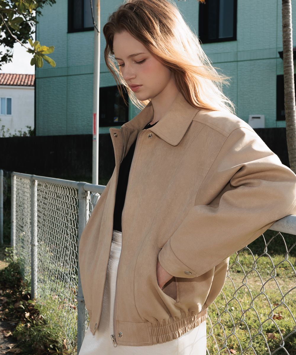 Back Logo Suede Jacket [Beige]