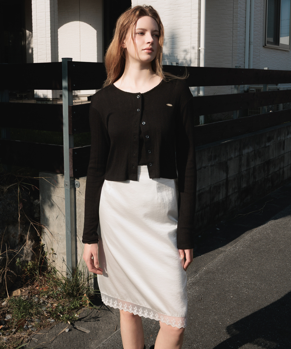 Lace Sleeveless Cardigan Set [Black]