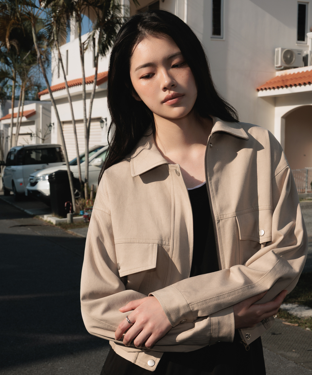 Pocket Cotton Jumper [Beige]