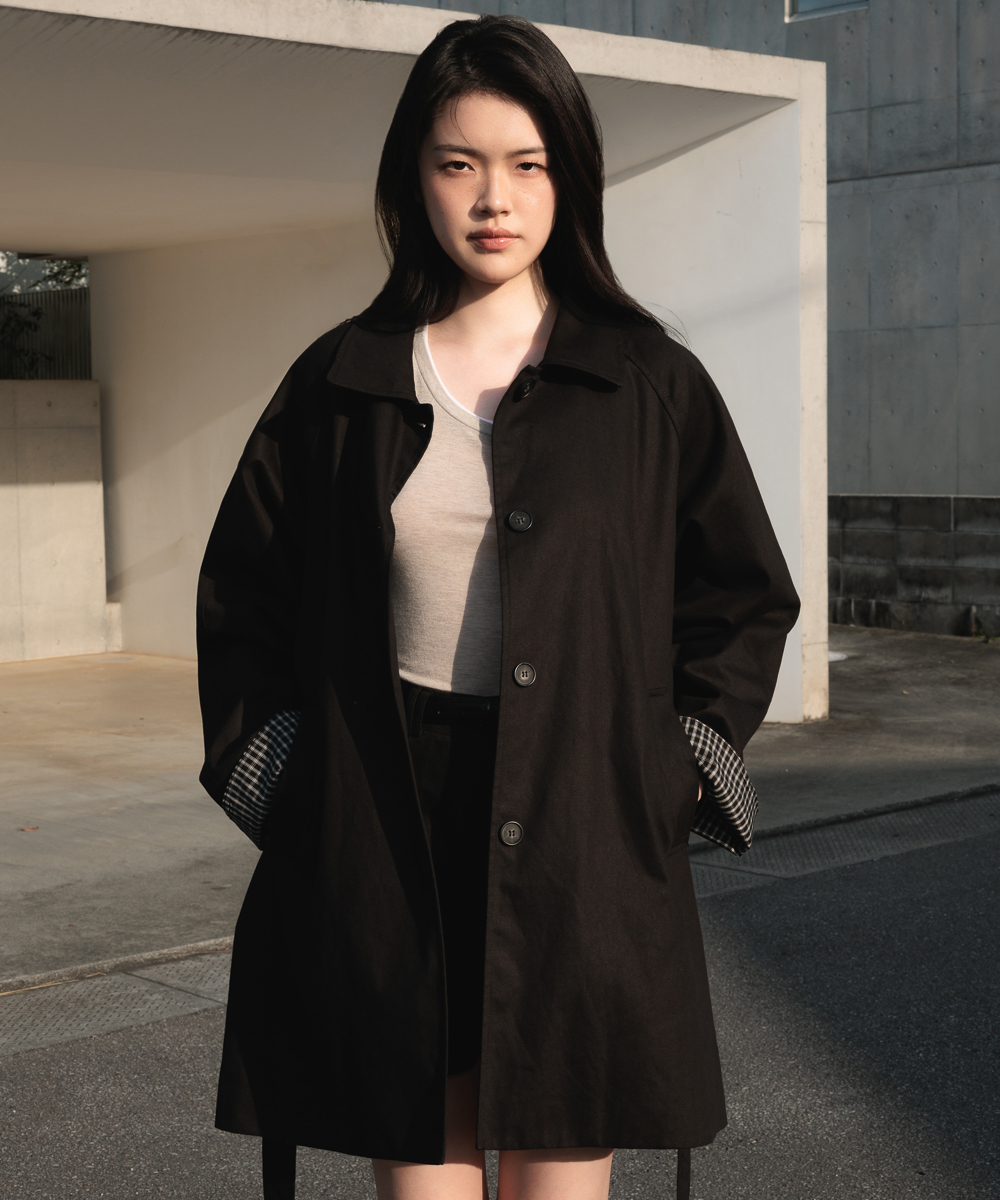 Point Half Trench Coat [Black]