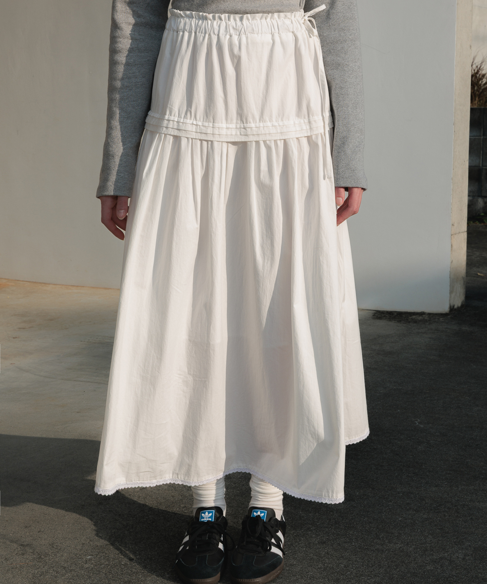 Ruffle Long Skirt [Ivory]