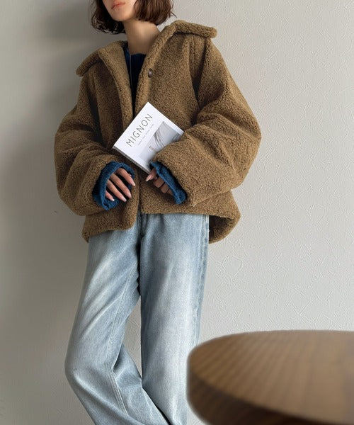 アイボリー　メッシュボンディングコクーンブルゾン 2WAYカラーコクーンブルゾン/Green Parks（グリーン パークス