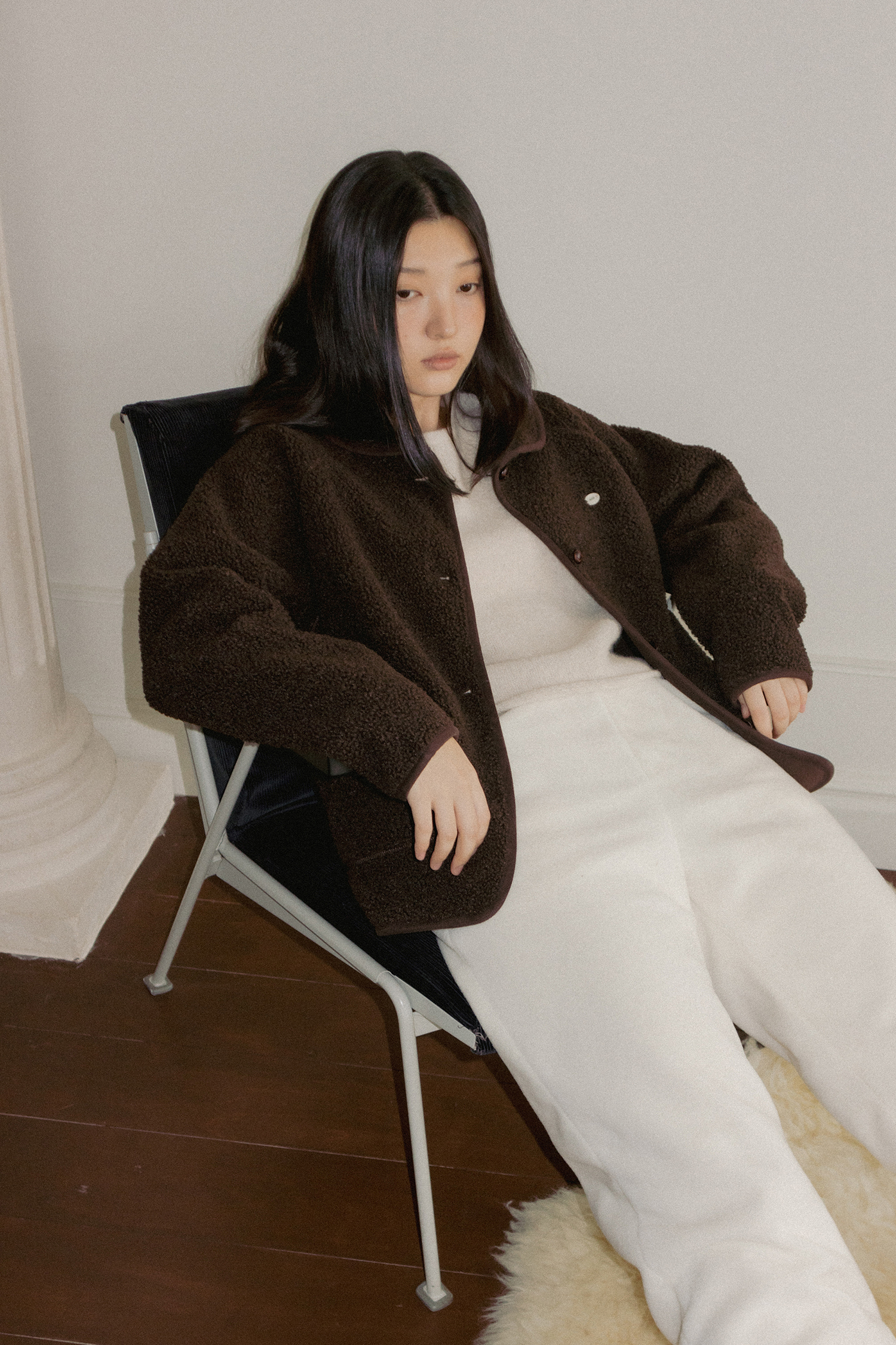 Button fleece jacket (brown)