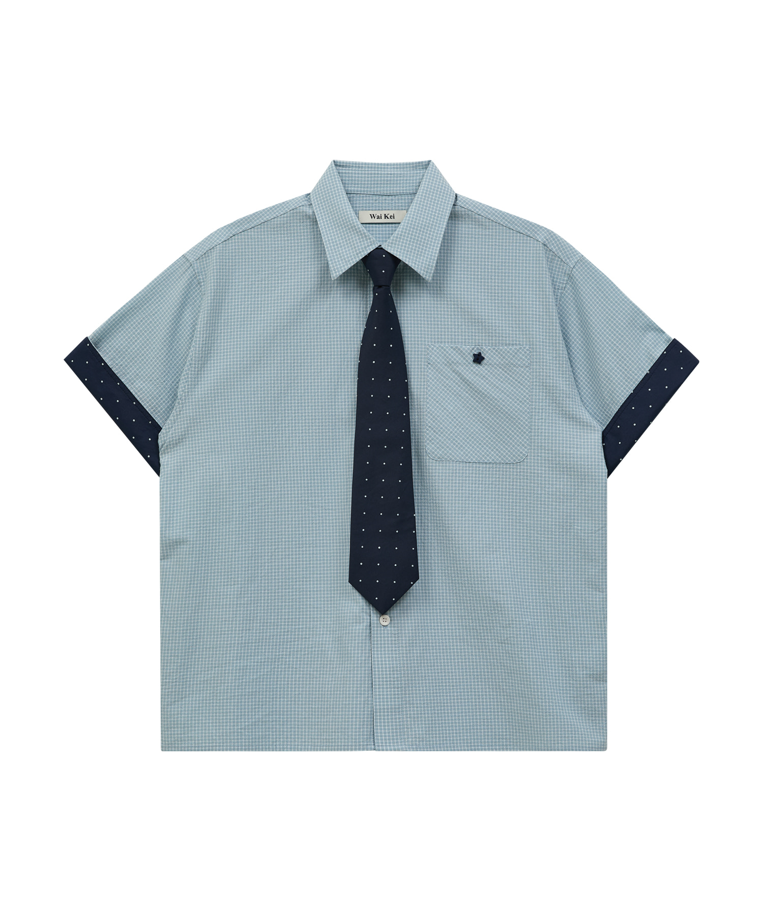 Tie SET Check Half Shirt MINT