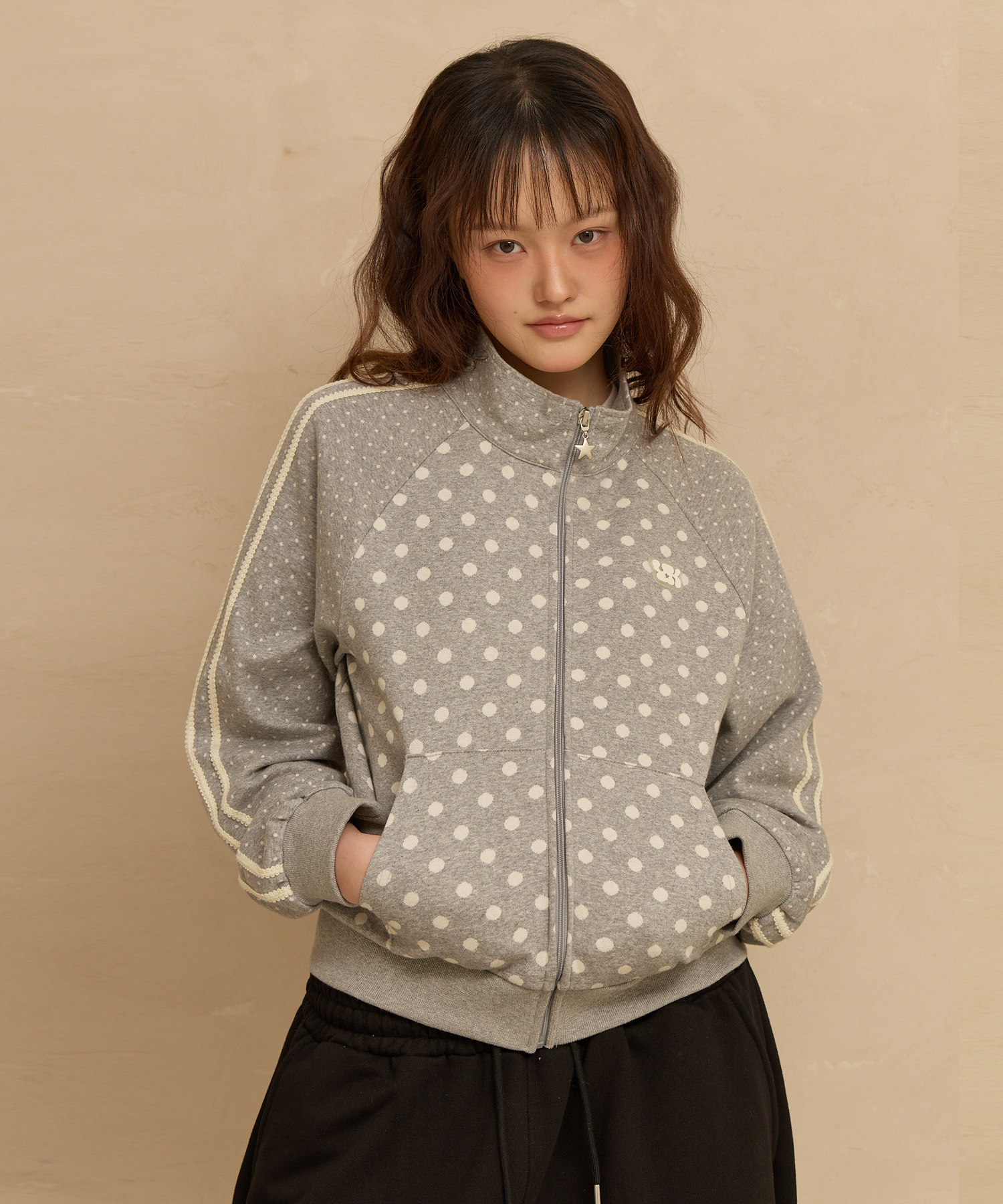 Dot Raglan Track Jersey GREY