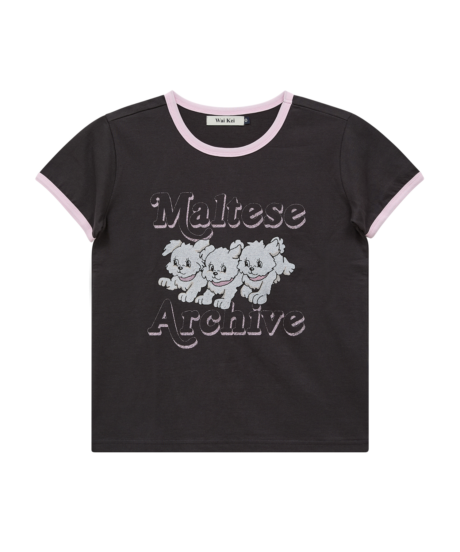 Maltese Archive Ringer Half Sleeve T-shirt Ver.2 CHARCOAL
