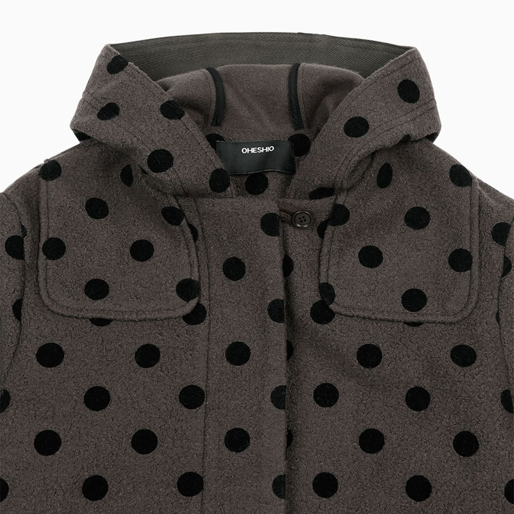 HOODED HALF COAT, DOT BROWN | ファッション通販サイト NUGU